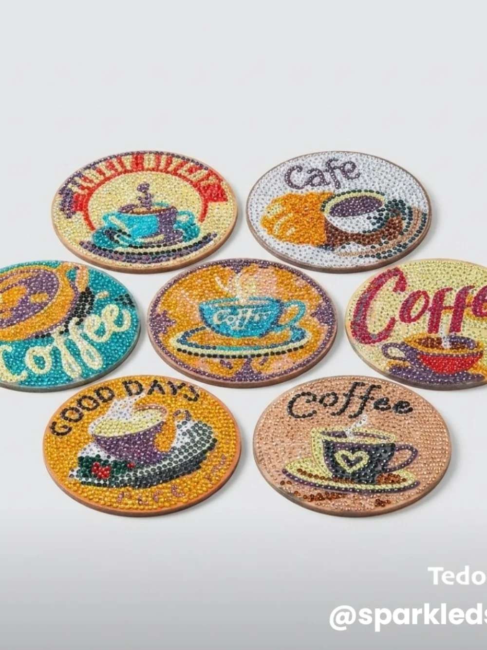 7pc Sparkled Cafe Coasters